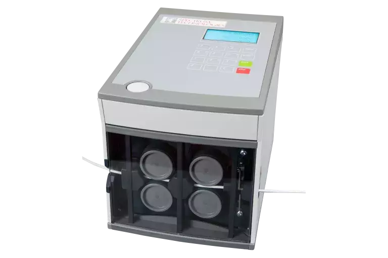 One machine with two color silver and black with buttons on it.